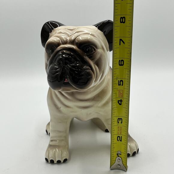 Large 8" Ceramic Pug Dog Sitting Statue Scupture Figurine - Picture 7 of 12
